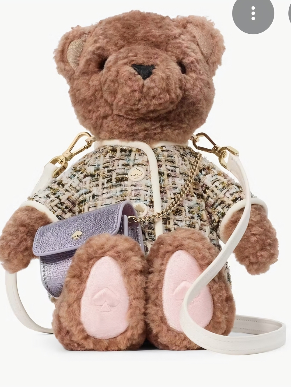 kate spade Teddy Bear Crossbody Bag in Brown with Pink Accents